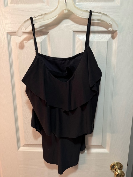 Aqua Green Other - Black Ruffled Tankini Swim Top built in padding and adjustable straps size XL